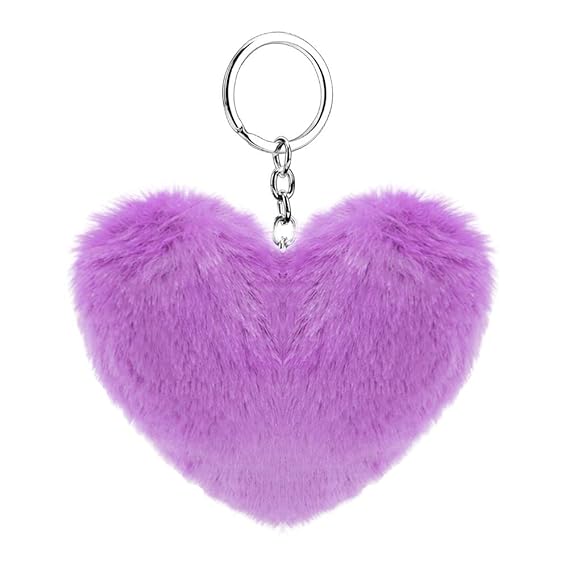 Soleebee Künstliche Kaninchenfell Keychain Flauschigen Liebesherz Pom Pom Schlüsselanhänger Taschen Koffer Rucksäcke Zubehör 