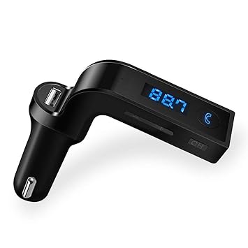 MECKWELLWireless Bluetooth FM Transmitter for car, L Design in-Car FM Radio Adapter Car Kit with USB Charging for Smartphone (Black)