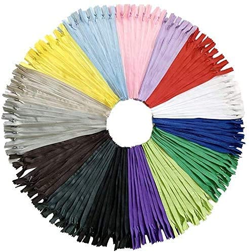 DOITEM 30Pcs 65cm Invisible Multicolor Nylon Coil Zippers for Sewing and Crafts 15 Colors