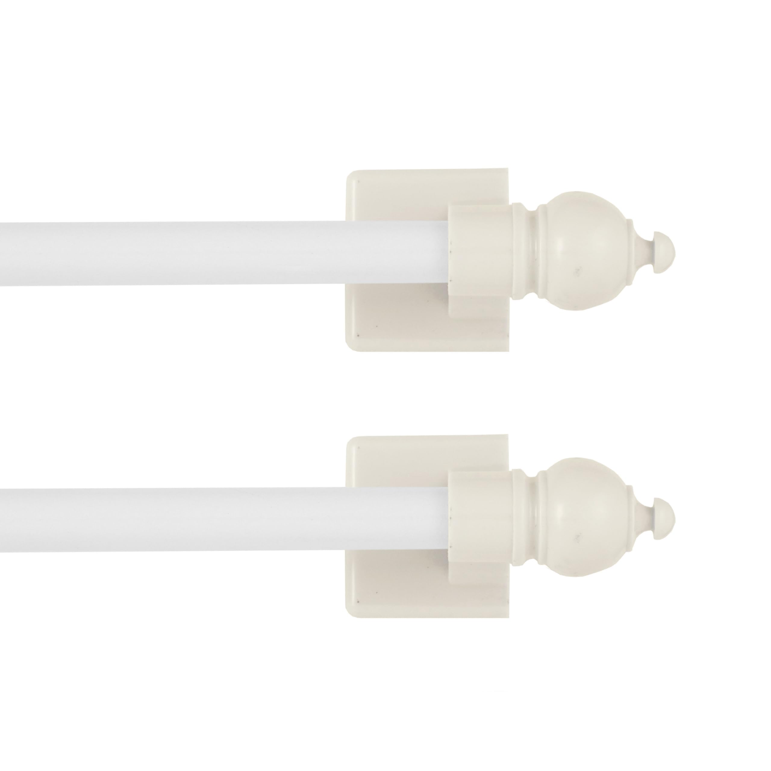 Kenney 7/16" Multi-Use Adjustable Petite Cafe Sidelight Magnetic Rods, 8.75-15.75”, White, 2-Pack