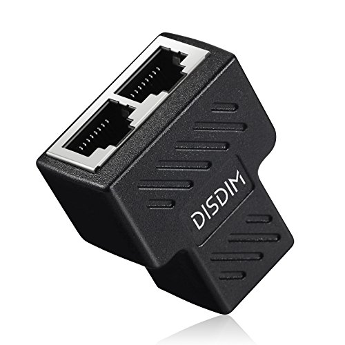 RJ45 Splitter Adapter, DISDIM 1 to 2 Port USB to RJ45 Socket Adapter Interface Ethernet Cable 8P8C Extender Plug LAN Network Connector for Cat5, Cat5e, Cat6, Cat7