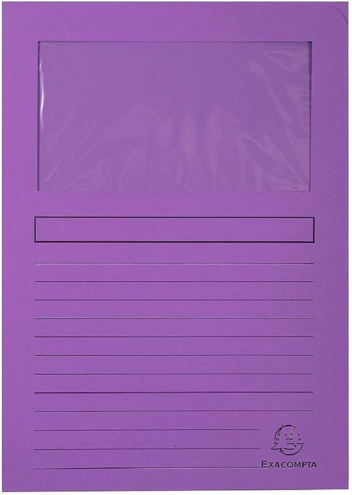 Exacompta - Ref 50101E - Forever Collection - Window Folders - 220 x 310mm in Size, Suitable for A4 Documents, 120gsm Recycled Board - Lilac (Pack of 100)