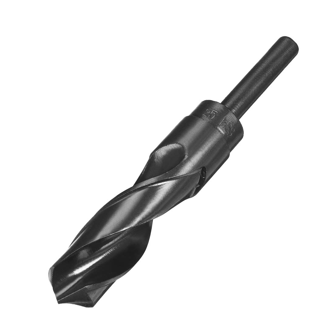 sourcing map Reduced Shank Drill Bit 25mm Black Nitride Coated with 1/2 Inch Straight Shank, High Speed Steel HSS 9341 Twist Drill Bit for Stainless Steel Alloy Metal Plastic