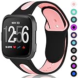 Maledan Compatible with Fitbit Versa Bands Women Men, Small, Black Pink