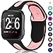 Maledan for Fitbit Versa Bands Women Men, Breathable Soft Replacement Sport Strap with Air Holes for Fitbit Versa Fitness Smart Watch, Small, Black Pink