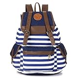 Rbenxia Canvas Backpack School Bag Stripe School College Bag for Teens Students Unisex