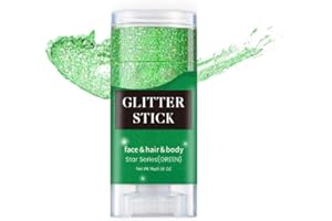 PAQIMAN Green Face Glitter Stick,Holographic Sequins Paint Sparkling Body Glitter Gel Makeup for Women. (Green face Glitter Stick)