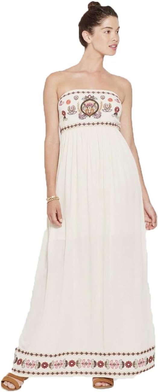 Xhilaration Women's Floral Strapless Embroidered Maxi Dress- Variety -