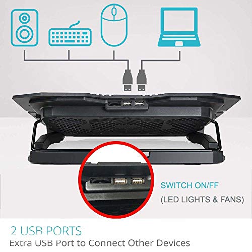 KEROLFFU Laptop Cooling Pad, Gaming 5Fans 15.6inch Laptop Cooler Stand