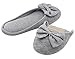 HomeTop Women’s Cozy Cashmere Cotton Closed Toe House Slippers with Cute Bow Accent (Medium / 7-8 B(M) US, Gray)