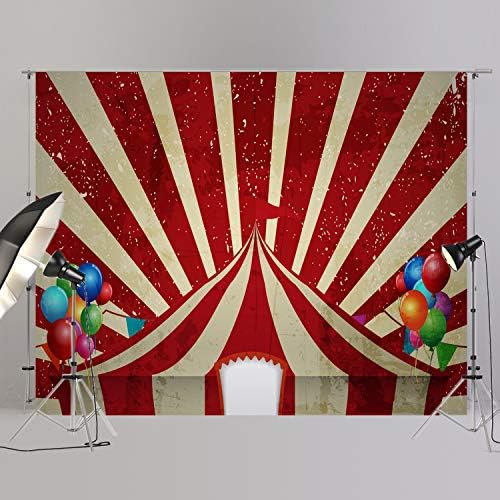 JOYPARK Circus Tent Photo Booth Backdrop Background for Party Decorations Supplies Photography Back Drop for Baby Shower Or Birthday Pictures Vinyl Props