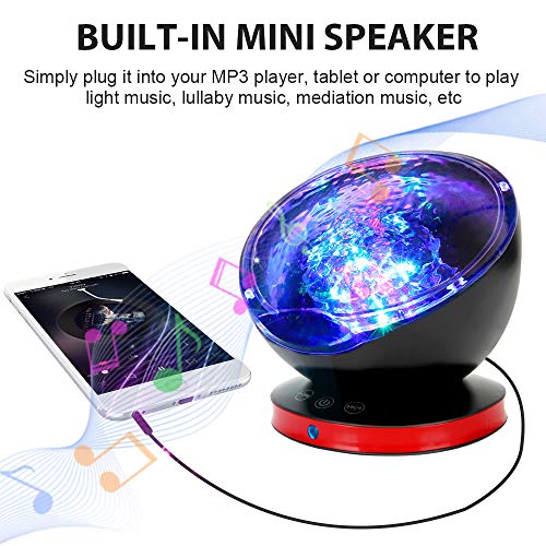 [Upgrade Version] Remote Control Ocean Wave Projector, Dostyle Light Projector 12 LEDs & 7 Colors Changing Modes Night Light and Built-in Mini Music Player for Kids Adults Bedroom Living Room- Black - Thumbnail 5