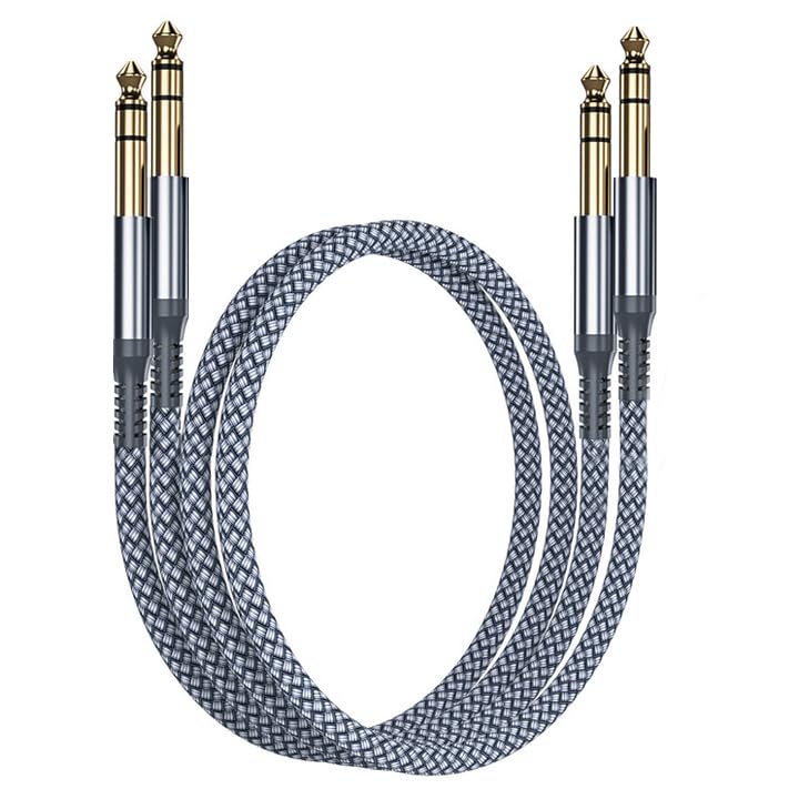 Photo 1 of Elebase 1/4 Inch TRS Instrument Cable 3.3ft 2-Pack,Straight 6.35mm Male Jack Stereo Audio Interconnect Cord,6.35 mm Balanced Line for Electric Guitar,Bass,Keyboard,Amplifier,Amp,Speaker,Equalizer