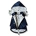Navy Blue Zip Up Dog Raincoat with Reflective Buttons, Pockets, Rain/Water Resistant, Adjustable Drawstring, & Removable Hood - Size XS to XXL Available - Stylish Premium Dog Raincoats by Ellie (M)