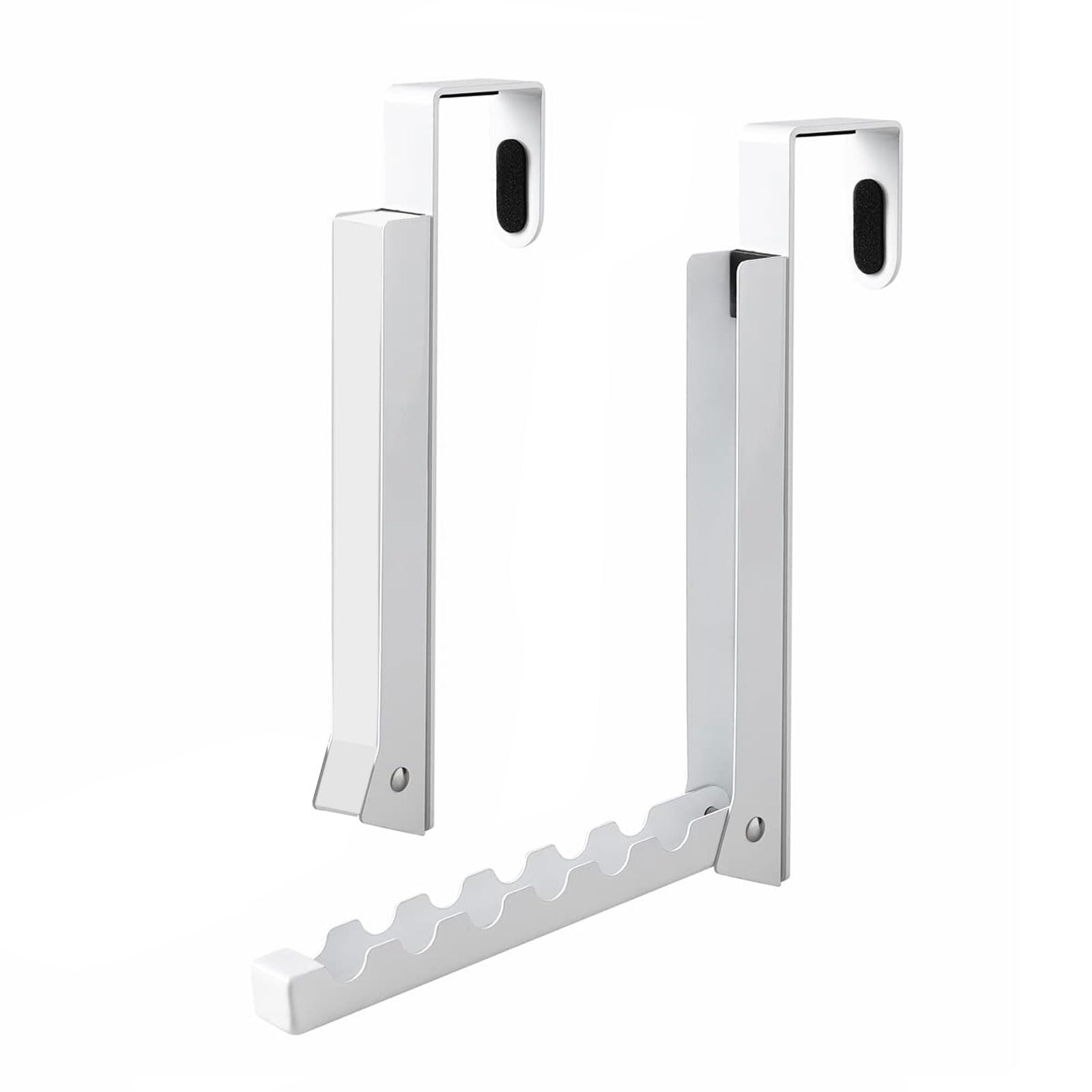 AUSTUFF 2 Pcs Over Door Hook Hanger for Clothes, Foldable Over Door Rack with 6 Notches, Over The Door Drying Rack for Hanging Clothes, Towels and Hats