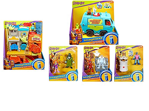 Playset Toy of 5 Scooby Doo Haunted Ghost Town, Transforming Mystery Machine, Daphne & Mr. Hyde, Velma & Snow Ghost