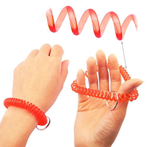Shells 10PCS Crystal Red Color Soft Highly Spring Spiral Coil Wrist Band Key Ring Chain