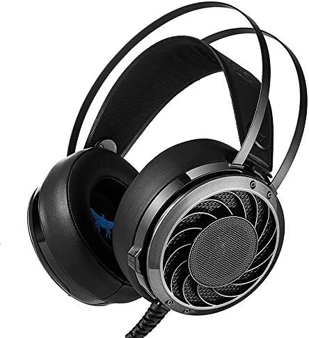 Plater Combaterwing M160 Stereo Over-ear PC USB Gaming Headphone Headset Bass Headphones with Microphone Vibration Volume Control LED Lights for Laptops Computers PS4 or Mobile Phone (Black)