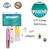 Linsam UV Sanitizer Wall Mounted Toothbrush Holder Sterilizer Electric Toothbrush Sanitizer with Adapter for Adult Toddler Toothbrushes - Eliminates up to 99.9% of Germs