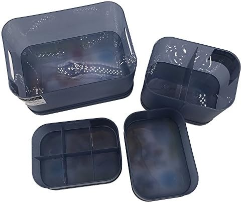 Padded Plastic Covered Make up Organiser,Cosmetic Storage Box,Desktop Debris Sorting Storage Box Grey Blue Color(4pc)