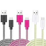 6ft Micro USB Cable,OKRAY 3 Pack 6.6ft/2m High Speed Micro USB 2.0 Data Cable Round Nylo Braided Charging Cord For Android,Samsung Galaxy S6 Edge S4 S3 S2,Note 4 2,HTC M9 M8 ONE X,Google Nexus 10 7 6 5 4,LG G7 G5 G3 G2, and more(Black White Hot Pink)