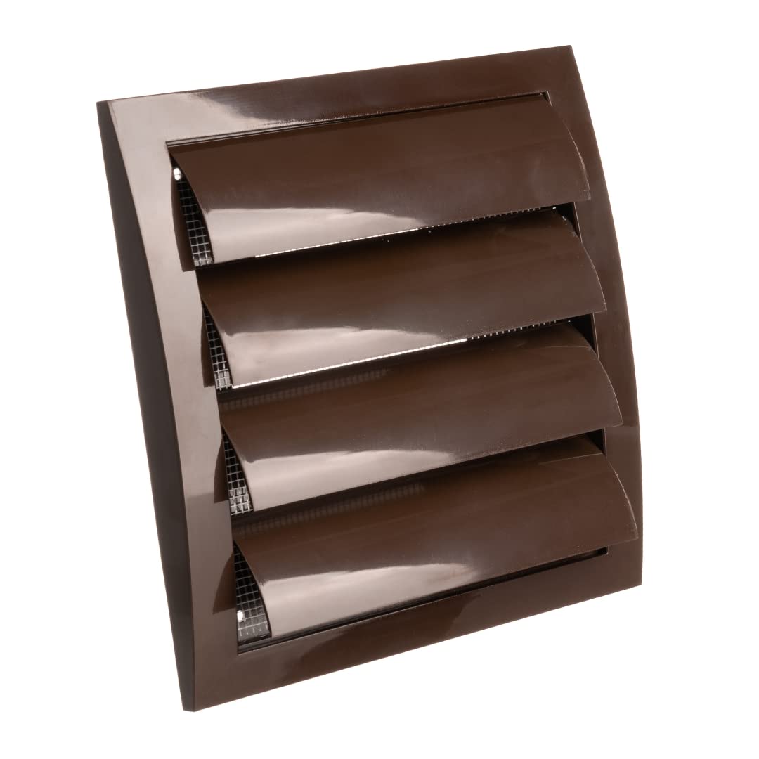 Ø 125mm / 5 inch Gravity Grille - Ducting Air Vent with Round Spigot and Non-Return Gravity Shutters - ABS Plastic Brown