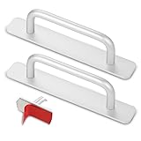 Yuomeaz 2 Pcs Adhesive Door Handle Silver, Long