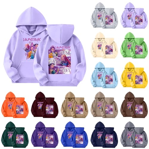 K Pop Demon Hunters Logo Merch Hoodies Girls Vintage Y2k Pullover Hip Hop Streetwear Oversized Fashion Long Sleeve Hooded Sweatshirt for Kids 4-14Y
