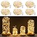 6 Pack Fairy Lights Battery Operated, 7Ft 20 LED Waterproof Mini Firefly String Lights with Flexible Silver Wire for Wedding Centerpieces, Mason Jar Craft, Christmas Garlands, Party Decorations, Warm primary