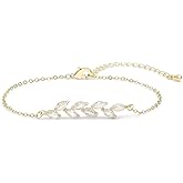 JUNVirtuous Gold Bracelets for Women,Gold Plated Bracelets with Adjustable Length Cubic Zirconia Jewelry Gift for Women Girls