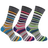 Mens Stripe Pattern Honeycomb Top Socks (Pack Of 3)