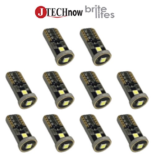 Jtech 10x High Quality T10 168 194 2825 Xenon White 3030 PX Chipset LED and Module for Car Interior Dome Map Door Courtesy License Plate Lights Bulb