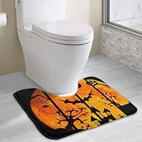 ASINL Halloween Happy Toilet Bath Mat U-Shaped Contour Rug Soft Non Slip Bathroom Mat Rugs