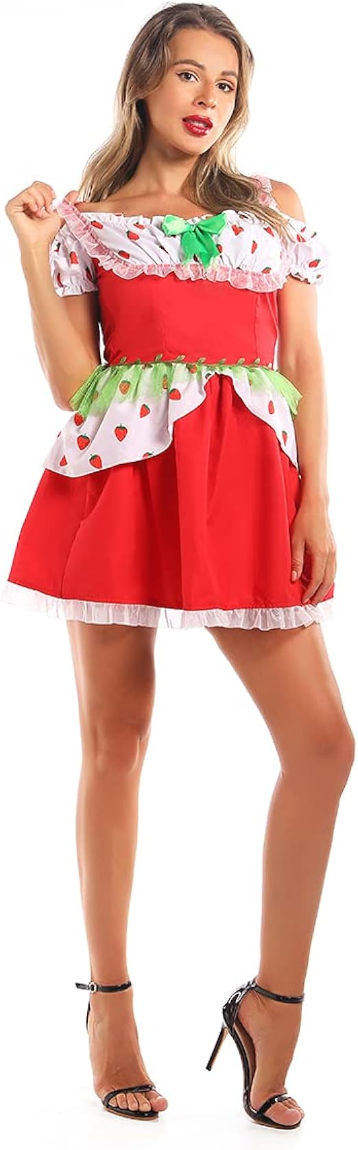 Amazon.com: Sexy Strawberry Dress Womens, Sweet and Cute Off Shoulder Skirt with Bow Women 