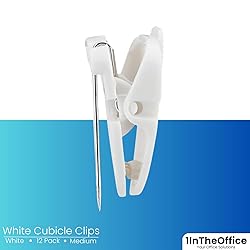 1InTheOffice Cubicle Clips, White, 40/Pack