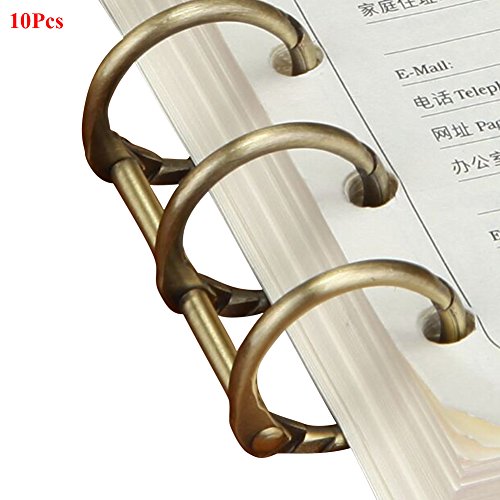Exttlliy 10Pcs Metal Loose Leaf Binder 3-Ring Binding Rings Book Binding Spines Combs DIY Notebook Photo Album Rings (Antique Bronze) - Thumbnail 6