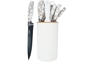 KSENDALO 14-Piece Stainless Steel Kitchen Knife Set with Sharpener, Scissors Serrated Steak Knives - Non-Stick Non-Slip Chef 