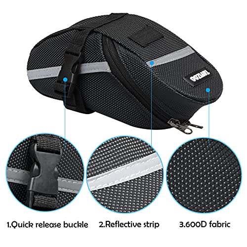Tayizoo Bike Seat Bag Waterproof With Reflective Strips Bicycle Saddle Bag Under Seat Cycling Seat Pack for Mountain Bikes and Road Bicycle