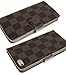 iPhone 6 / 6S, Luxury Brown Checker Faux Leather Fashion Designer Wallet Flip Cover Skin Case Stand