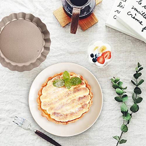 AQIMY 4 Inch Quiche Pans Non Stick Removable Bottom Mini Tart Pans (Set of 6) - Thumbnail 4