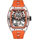 Paras Crown Automatic Watches for Men Analog Mechanical 50M Waterproof Fashion Luxury Wrist Watch with Stainless Steel Case & Silicone Strap Mens Watches