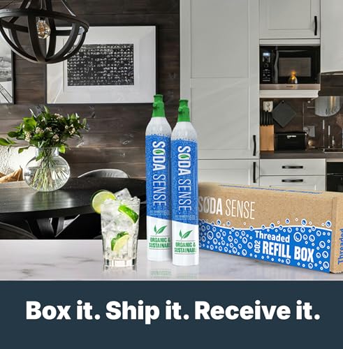 Soda Sense 60L CO2 Exchange Canister - 1 Pack, Threaded Style - Compatible with All 'Screw-In' Soda/Sparkling Water Makers, Including SodaStream BLUE Cylinder Models, Ninja Thirsti, Philips & More