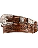 Justin Men's Basketweave Leather Ranger Belt Reg And Big - C11884