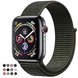Lozer for Apple Watch Band Sport Loop 42MM, Adjustable Closure Wrist Strap Lightweight Breathable Nylon Replacement Band for Apple Watch Series 3/2/1, Sport, Edition,Nike+ Hermes (Cargo Khaki)