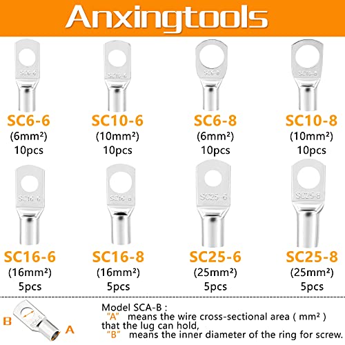 Anxingtools Battery Cable Crimping Tool for 6/10/16/25/35/50mm² Battery Ring Terminals,Copper Cable Lugs,Heavy Duty Crimping Crimp for Cable Lugs (HX50B)