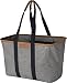 CleverMade 30L SnapBasket LUXE - Reusable Collapsible Durable Grocery Shopping Bag - Heavy Duty Large Structured Tote, Heather Grey