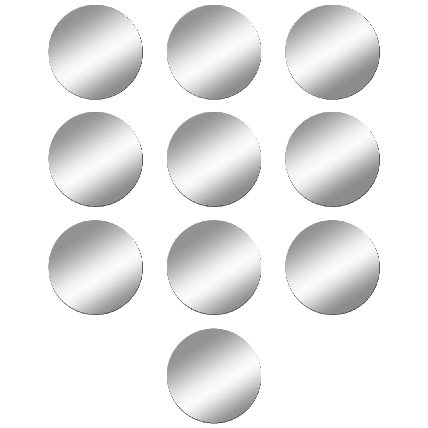 Photo 1 of DARENYI 10 Pack 2 inch Acrylic Round Mirror Tiles Sheets, Self Adhesive Walls Decor, Plastic Round Mirror Circle Trays Plates for Wedding Table Centerpieces