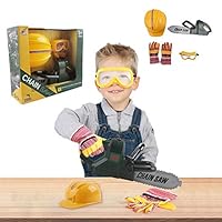 Freesa Electric Rotary Tool Saw with Simulated Sound with Hard Hat Gloves and Goggles Set Pretend Building Games Children Play House Toy Early Childhood Education Preschool Toys Gifts for Children