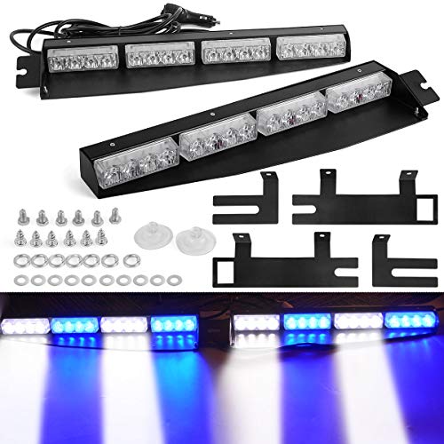 Blue White Visor Emergency Lights, YITAMOTOR 216LED 96W 15 Flash
