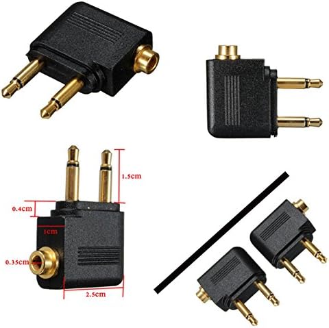 3.5mm Airline Airplane Adapter To Dual Prong Stereo Jack For Jack Aero